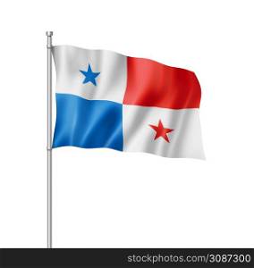 Panama flag, three dimensional render, isolated on white. Panamanian flag isolated on white