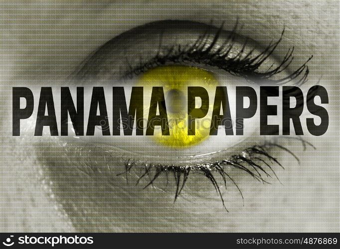 panama papers eye looks at viewer concept. panama papers eye looks at viewer concept.