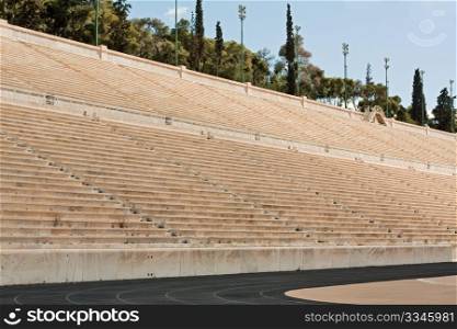 Panathenian Stadium (Panathinaiko Stadio, also known locally as Kallimarmaro), marble athletics stadium built in 1896 for the first modern Olympic Games, occupying the same exact site of the original Panathenian Stadium built in the 4th century BC.