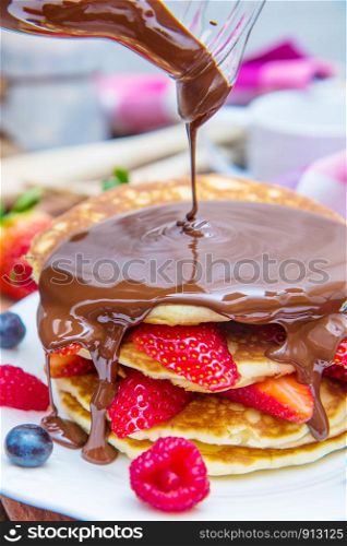 pancake with berry and chocolate
