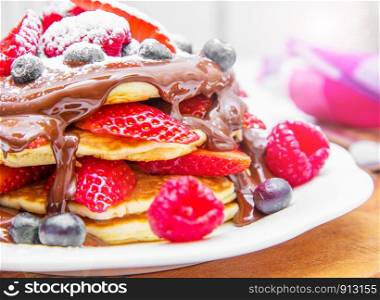 pancake with berry and chocolate