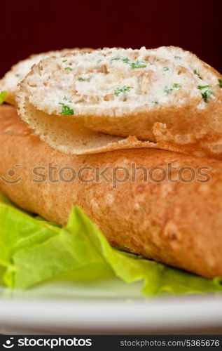 Pancake with greens and feta cheese