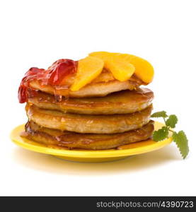 Pancakes stack on white background