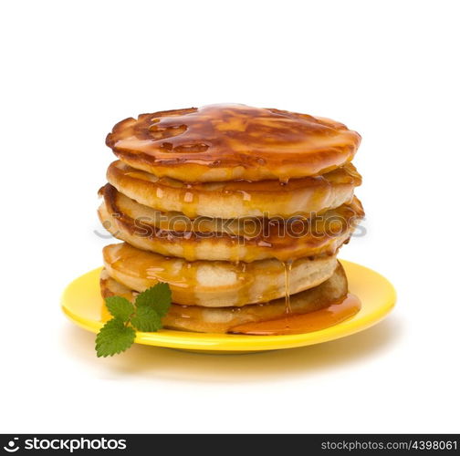 Pancakes stack on white background