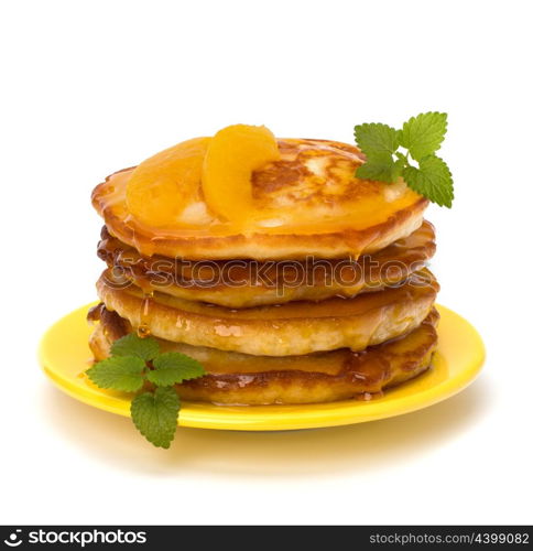 Pancakes stack on white background