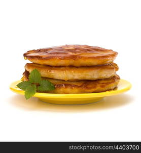 Pancakes stack on white background