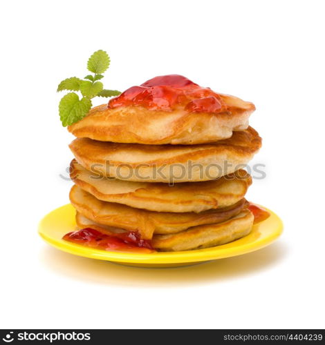 Pancakes stack on white background