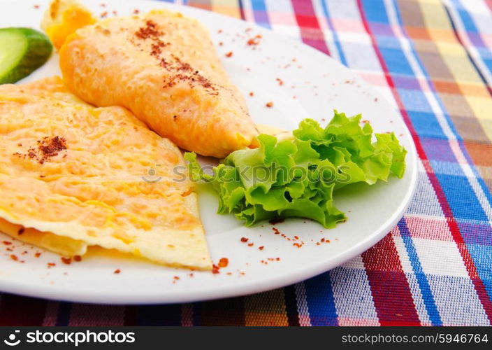 Pancakes stuffed with mashed pumpkin