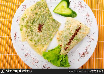 Pancakes stuffed with various herbs