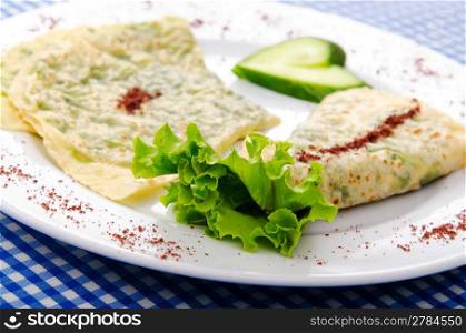 Pancakes stuffed with various herbs