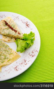 Pancakes stuffed with various herbs