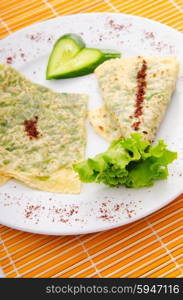 Pancakes stuffed with various herbs