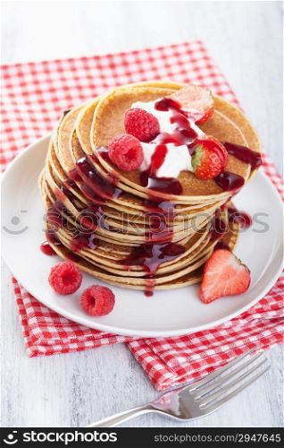 pancakes with berry and jam