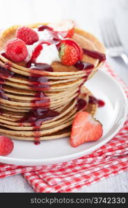 pancakes with berry and jam