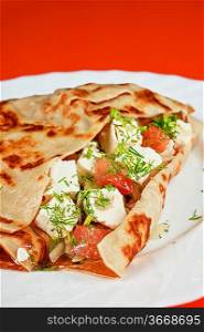 pancakes with cheese and vegetables