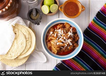 Pancita. Also known as Menudo or Mondongo, it is a typical dish from Mexico and other countries, it is prepared with beef tripe and dried chilies accompanied by corn tortillas.