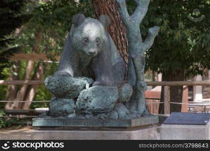 panda statue in bronze