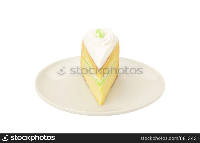 pandan cake isolated on white background with path