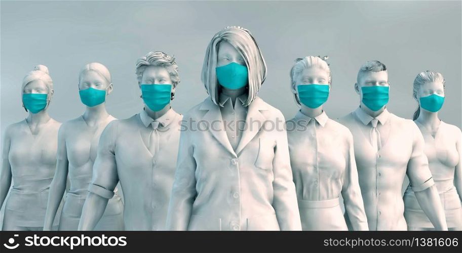 Pandemic Disease Epidemic on a Global Worldwide Scale Concept. Healthcare Workers