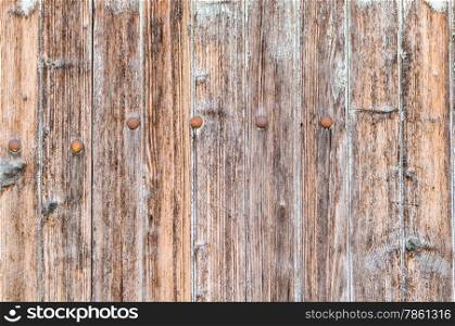 Panel of old wood with nails