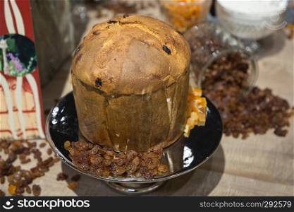 Panettone  Typical Italian Christmas Cake with Candied Fruit All Around.. Panettone  Typical Italian Christmas Cake with Candied Fruit All Around