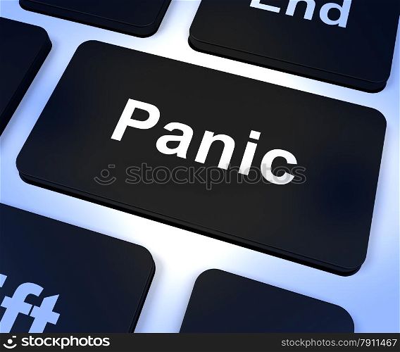 Panic Computer Key Showing Trauma Stress And Hysteria. Panic Computer Key Shows Trauma Stress And Hysteria