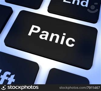 Panic Computer Key Showing Trauma Stress And Hysteria. Panic Computer Key Shows Trauma Stress And Hysteria