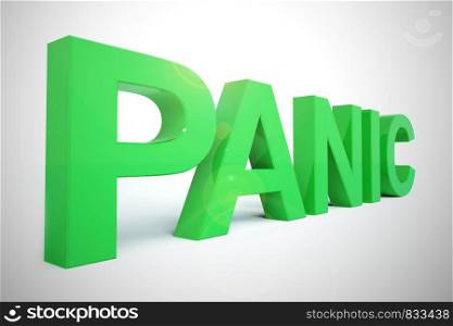 Panic concept icon means being worried due to fear or terror. Anxiety and freaking out from a problem - 3d illustration. Panic Word As Symbol for Emergency And Stress