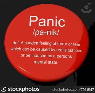 Panic Definition Button Showing Trauma Stress And Hysteria. Panic Definition Button Shows Trauma Stress And Hysteria