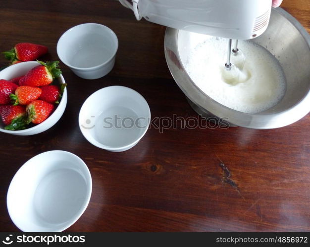 Panna Cotta preparation of cream. Panna Cotta preparation