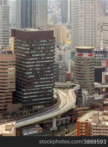 Panorama Aerial view of Osaka skyline building Cityscape Japan
