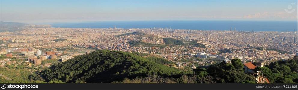 Panorama Barcelona to the north. Panorama of Barcelona seen towards the sea and the northern part of the city