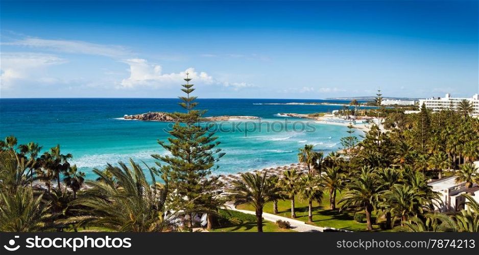 Panorama beach view on Cyprus