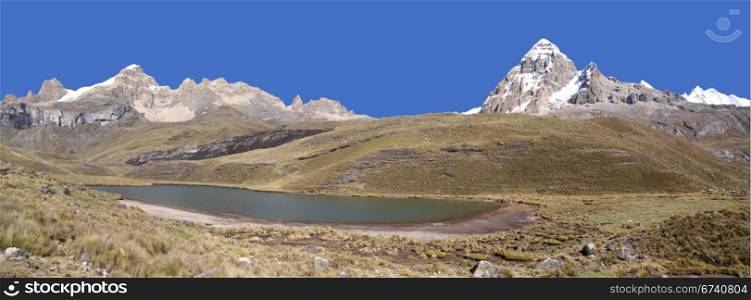 Panorama: Cordillera Huayhuash - Nevada Jurau and Trapecio, Peru, South America