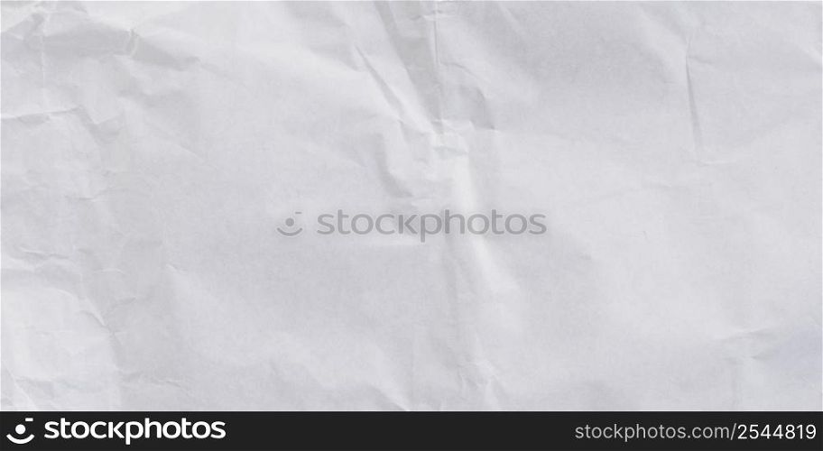 Panorama crumpled paper white texture and background
