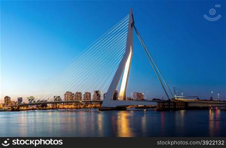 Panorama Erasmus bridge over the river Meuse in , the Netherlands