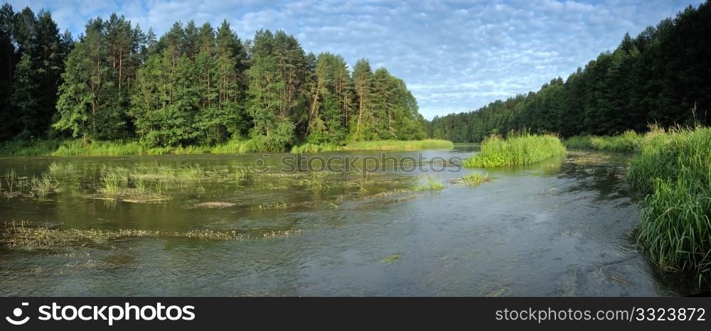 Panorama from 3 photos, the river Vilija in Belarus.