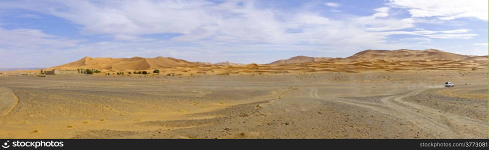 Panorama from the Erg Chebbi desert in Maroc Africa