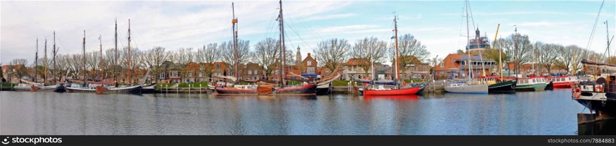 Panorama from the harbor in Enkhuizen Netherlands