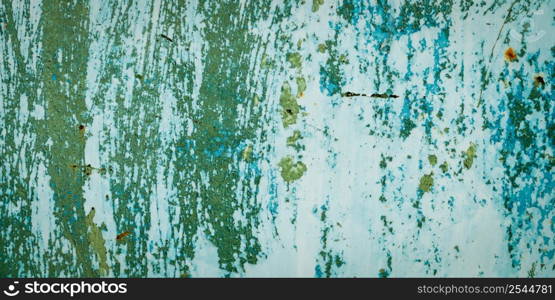 Panorama grunge surface green metal texture and background with copy space