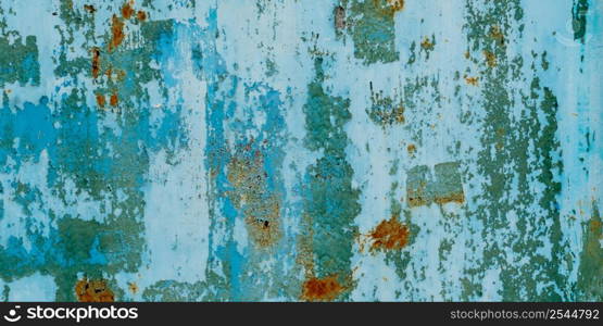 Panorama grunge surface green metal texture and background with copy space