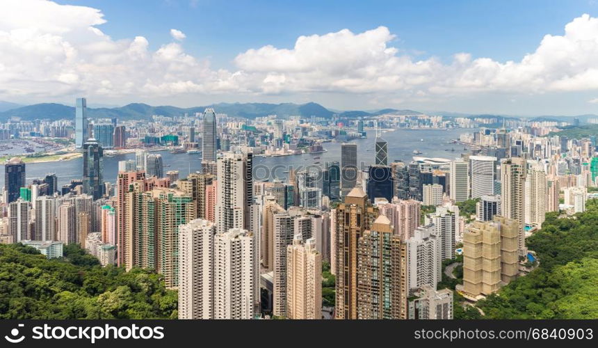 Panorama Hong Kong Skyline from Victoria Peak