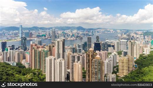 Panorama Hong Kong Skyline from Victoria Peak