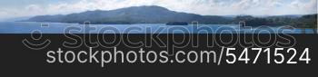 Panorama. Jamaica. The sea in the sunny day and mountains