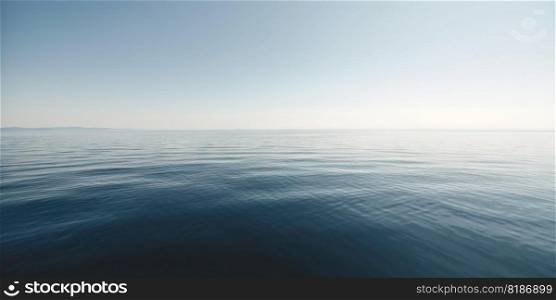 Panorama landscape of empty blue sea and sky blue background. Generative AI.. Panorama landscape of empty blue sea and sky blue background. Generative AI