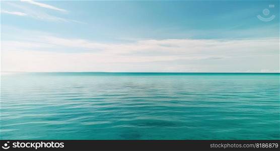 Panorama landscape of empty tropical turquoise sea and sky blue background. Generative AI.. Panorama landscape of empty tropical turquoise sea and sky blue background. Generative AI