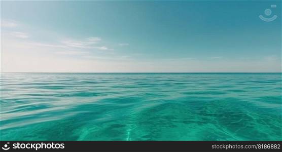 Panorama landscape of empty tropical turquoise sea and sky blue background. Generative AI.. Panorama landscape of empty tropical turquoise sea and sky blue background. Generative AI
