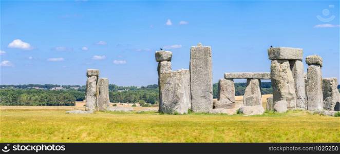 Panorama Landscape of Stonehenge England United Kingdom, UNESCO World heritage Site.