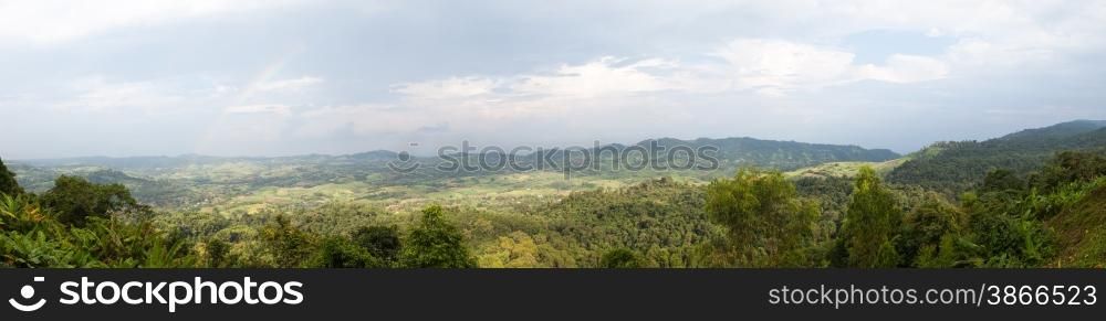 panorama mountain and forest cloudy sky. park area in a forest.forest in thailand.