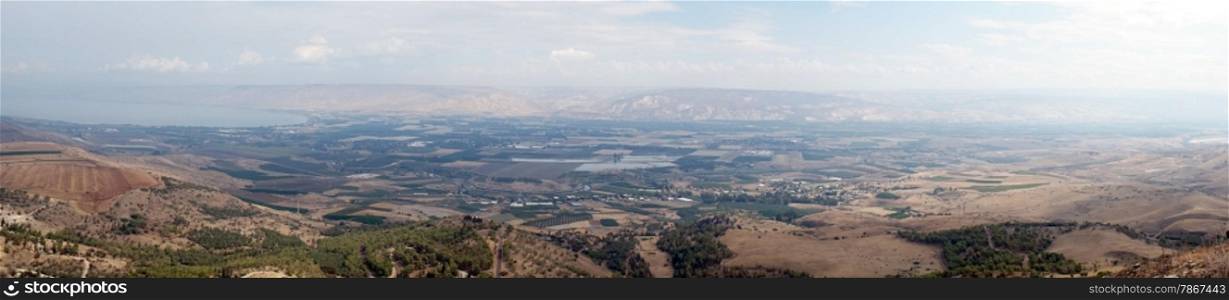 Panorama near Kinneret and Jordan river, Israel